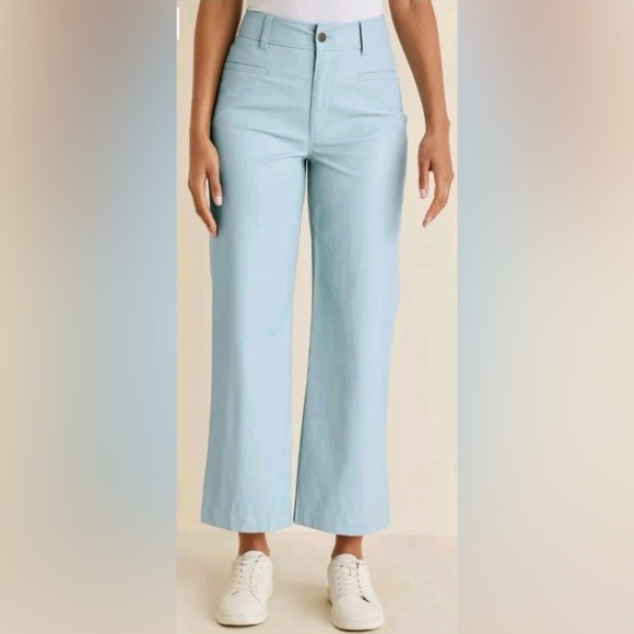 VENUS Pants - VENUS Women’s Soft Blue Faux Leather Wideleg Pants New Size 2